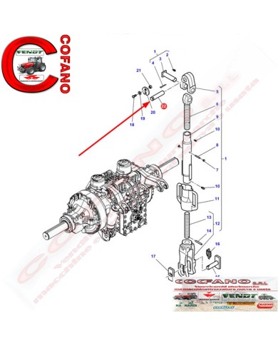 Perno posteriore Ø 32x158 Massey Ferguson 8000 Fendt 900 Perno posteriore Ø 32x158 Massey Ferguson 8000 Fendt 900