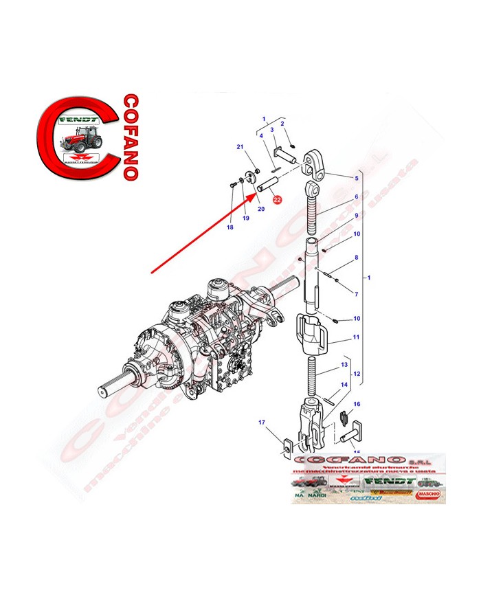 Perno posteriore Ø 32x158 Massey Ferguson 8000 Fendt 900