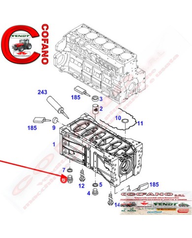 Tappo filettato M24 x 1.5 scarico olio Fendt Favorit 600