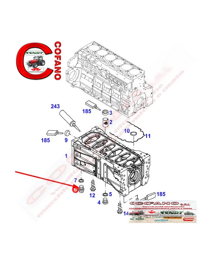 Tappo filettato M24 x 1.5 scarico olio Fendt Favorit 600