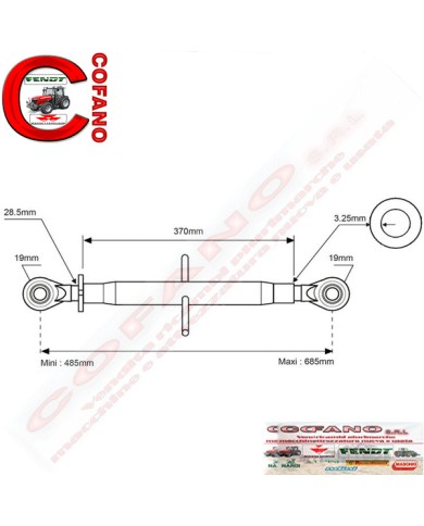 Terzo punto cat 1/1 Lungh. 485/685 mm