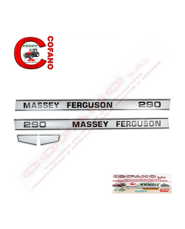 Kit decalcomanie adesivi per macchine agricole Massey Ferguson 290 Misura 1294x9