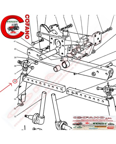 Boccola assale anteriore 38x47x40 mm Massey Ferguson 100