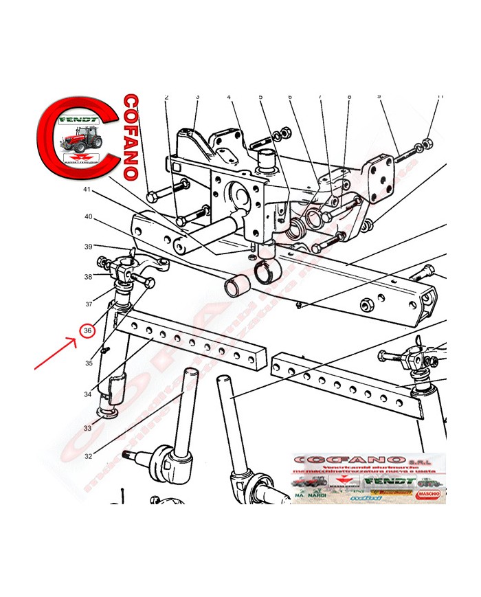 Boccola assale anteriore 38x47x40 mm Massey Ferguson 100