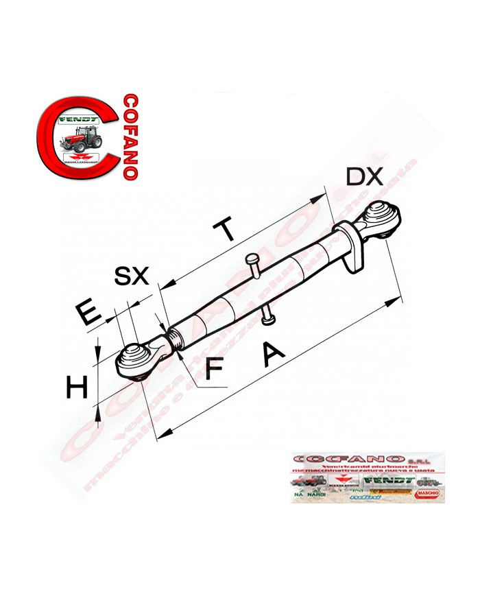 Braccio 3 punto meccanico completo Lungh. 485-726 mm