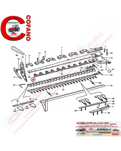 Lama a 28 sezioni rigate cm 212 per barre falcianti compatibile con Gribaldi e S Lama a 28 sezioni rigate cm 212 per barre falcianti compatibile con Gribaldi e S
