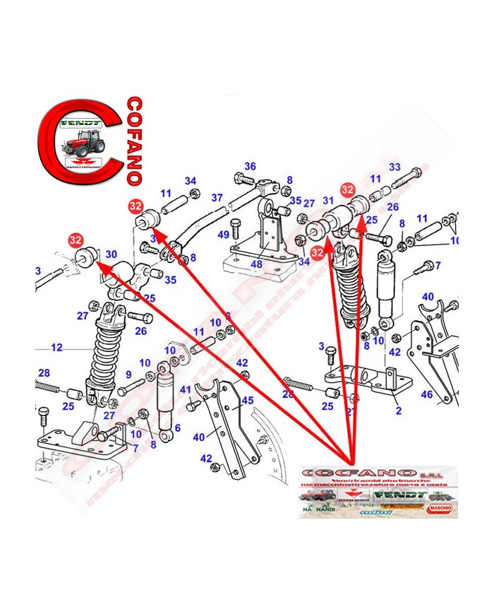 Boccola in gomma sospensione cabina Fendt 900-800