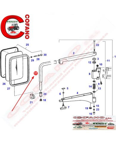 Braccio specchietto telescopico Fendt