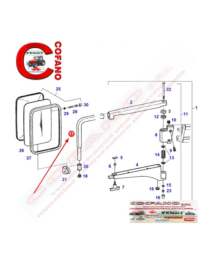 Braccio specchietto telescopico Fendt