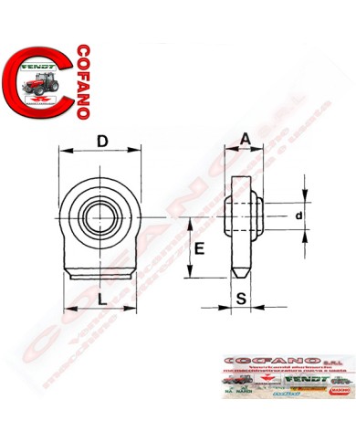 Supporto con rotula piatto a saldare Ø 22.1 x 67 mm