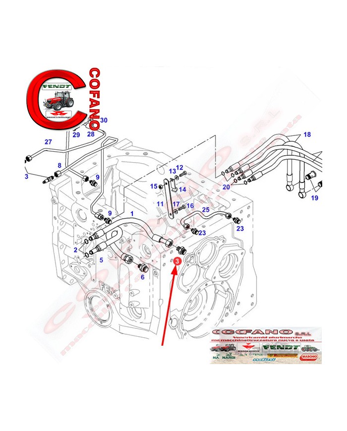 Connettore M18/M 22 x 1.5 per Fendt Massey Ferguson