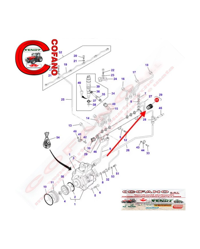 Valvola pressione sistema alimentazione Massey Ferguson Fendt Valtra