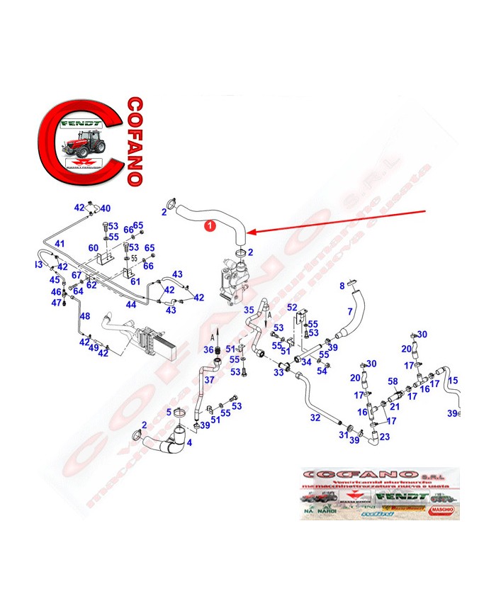 Tubo radiatore sistema raffreddamento Fendt 900