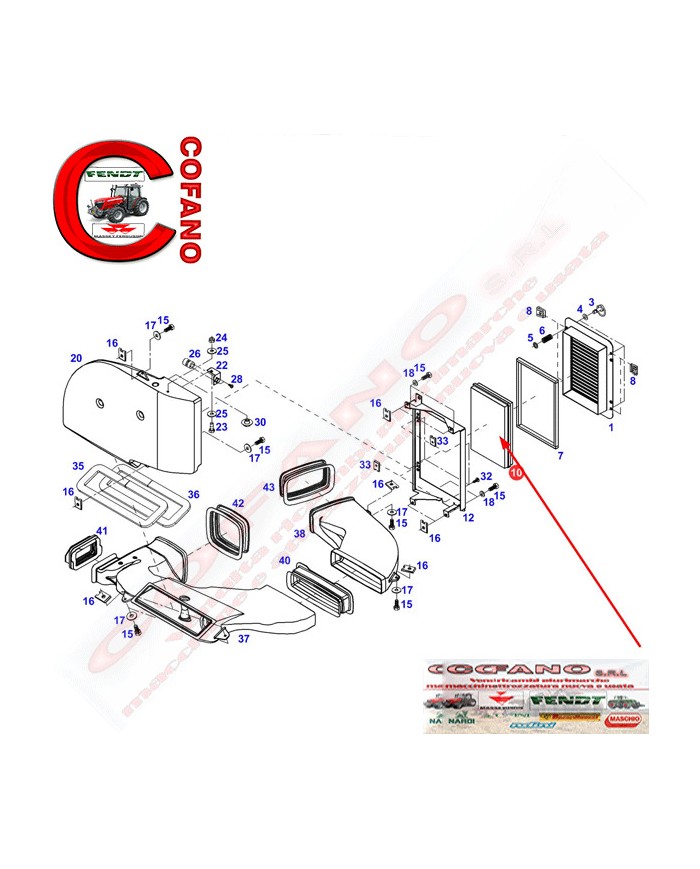 Filtro cabina interno Fendt 800-900 vario 310 x 200 x 44 mm