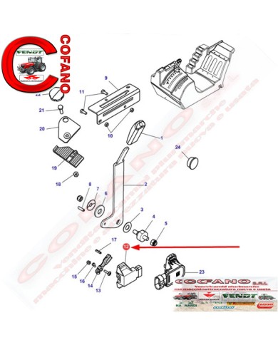 Potenziometro pedale frizione MF serie 4000-5000-6000-7000-8000 Potenziometro pedale frizione MF serie 4000-5000-6000-7000-8000