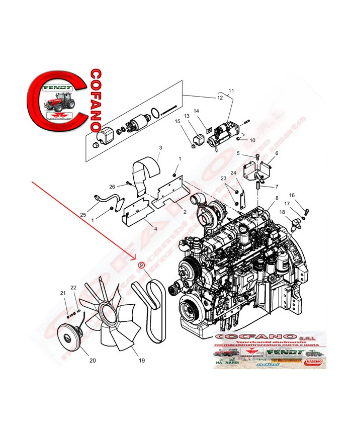 Cinghia 4348738M1 Agco trapezoidale 12PK x 2040 mm MF 8600
