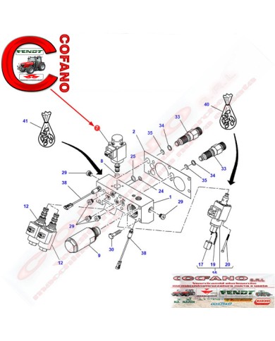 Valvola solenoide Agco G916100600142 MF 6000-7000-8000 Fendt 700-800-900
