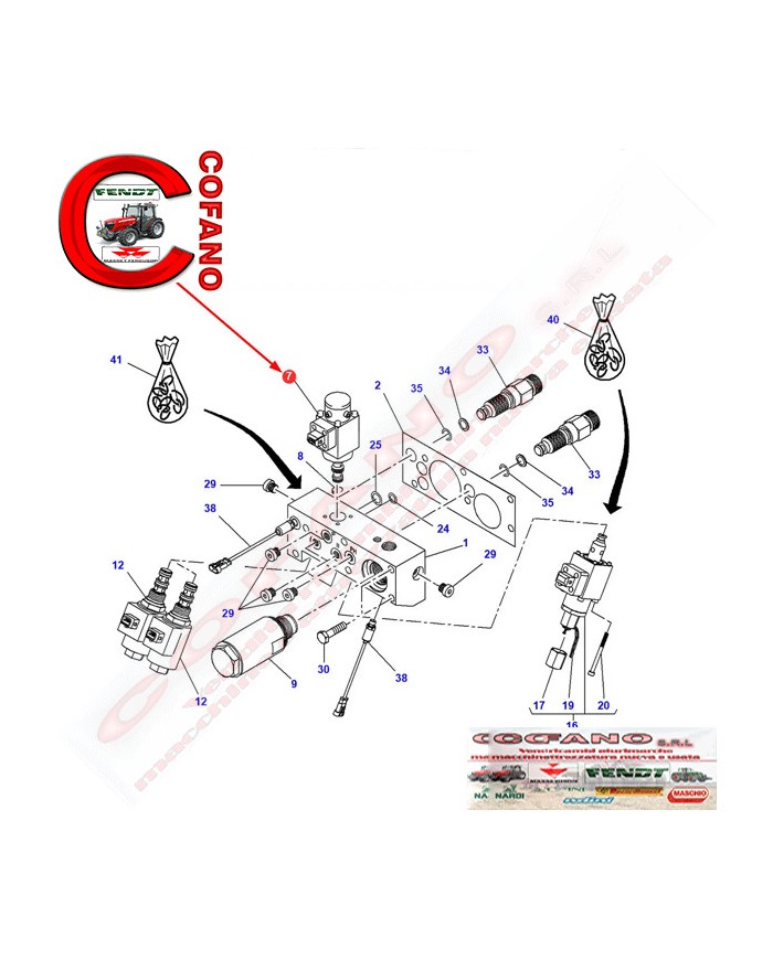 Valvola solenoide Agco G916100600142 MF 6000-7000-8000 Fendt 700-800-900