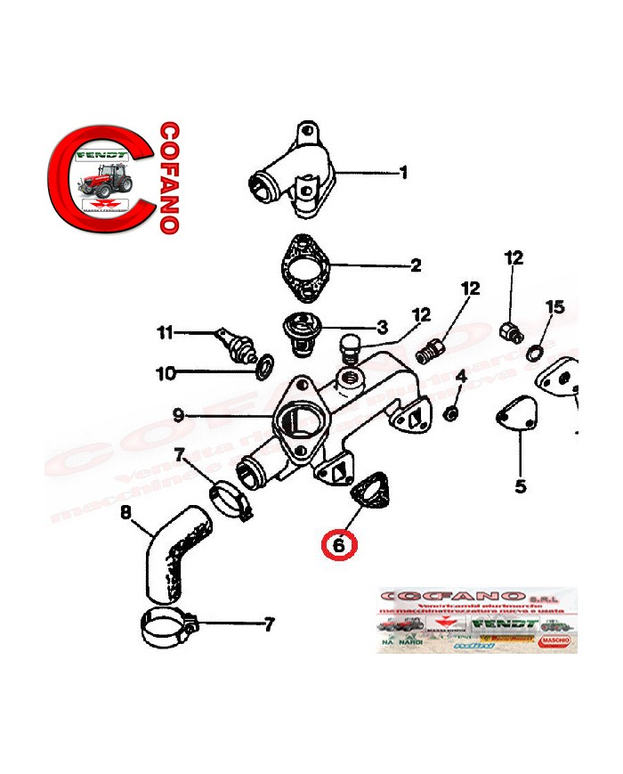 Guarnizione collettore acqua 3055306R3 compatibile Case IH