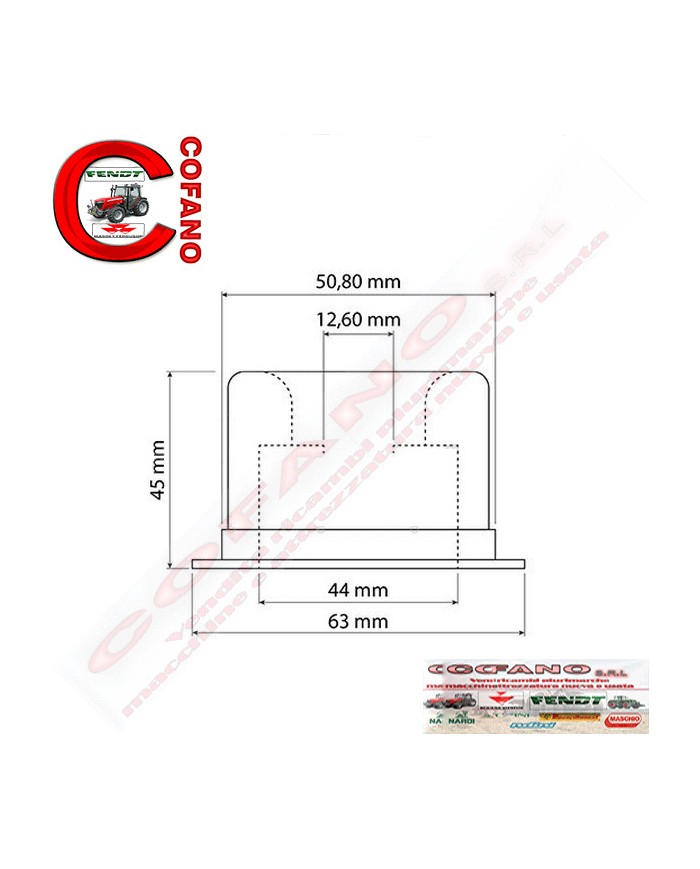 Cuffia freno posteriore lungh. 46.5 mm Ø 63.24 mm