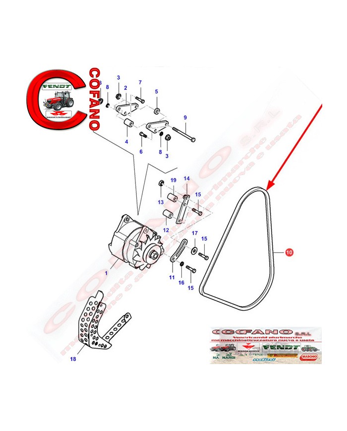 Cinghia trapezoidale Agco alternatore XPA 1307 MF 3600