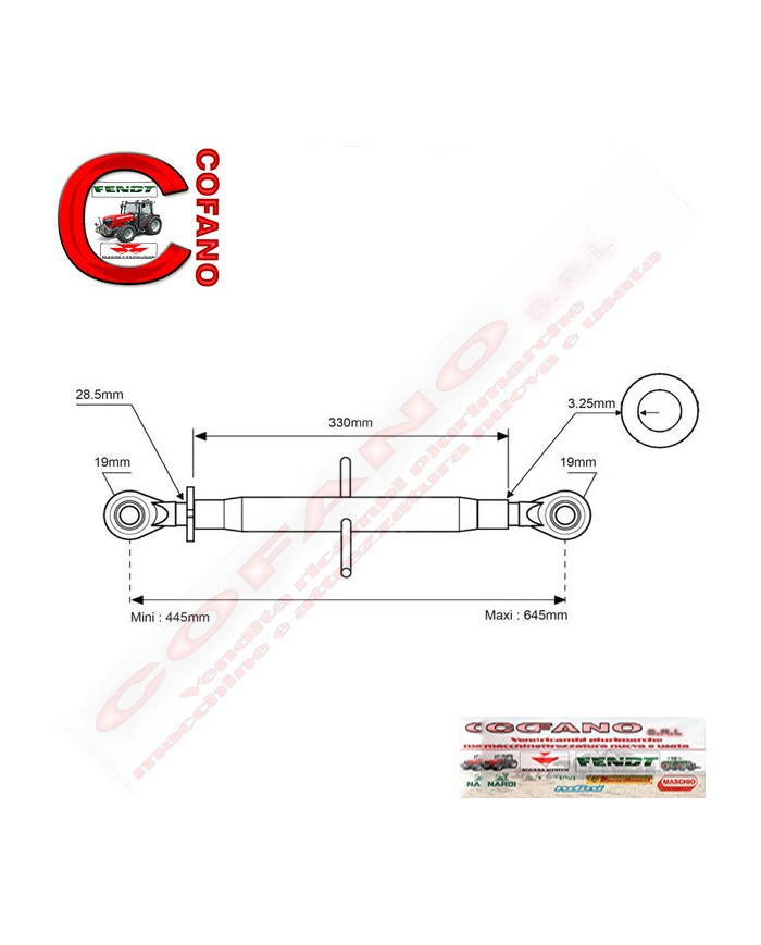 Terzo Punto (Cat.1/2) con rotule sferiche Lungh. min.-max. 451-650 mm