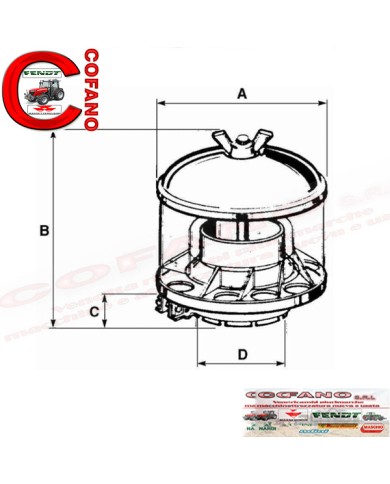 Prefiltro a bagno d'olio 58 mm Landini Massey Ferguson