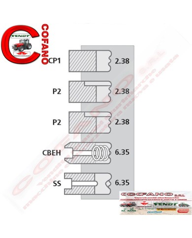 Kit 5 fasce elastiche pistone