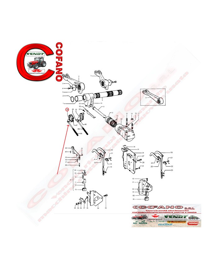 Tirante controllo sollevatore assemblato MF Landini