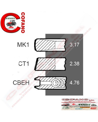 Kit 3 fasce elastiche Ø 98.84 mm Perkins 4181A022