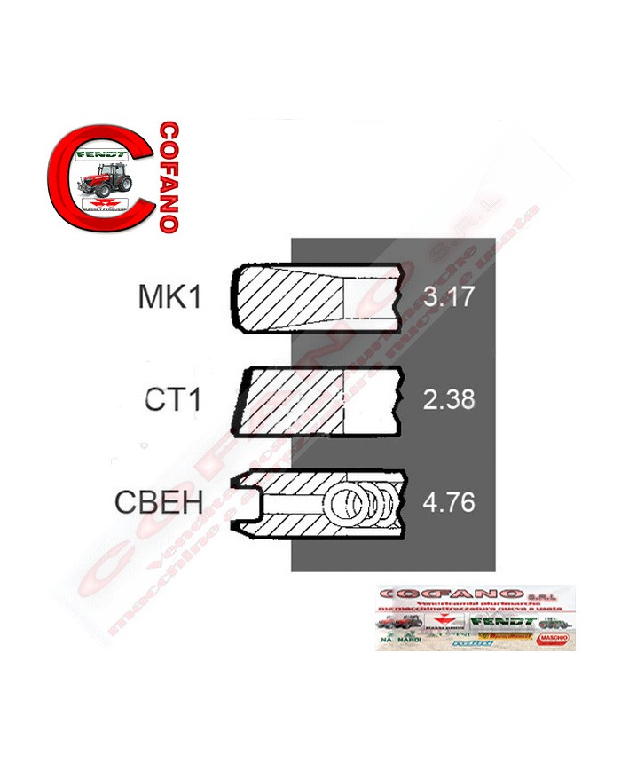 Kit 3 fasce elastiche Ø 98.84 mm Perkins 4181A022