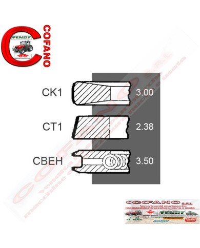 Agco Kit 3 fasce elastiche Ø 91.48 mm Massey Ferguson 3638235M91