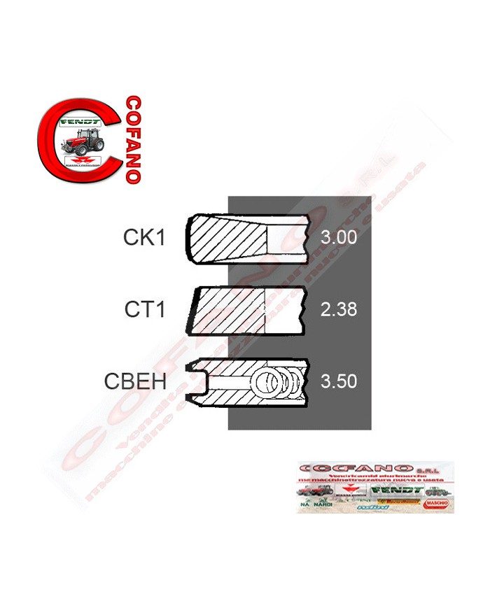 Agco Kit 3 fasce elastiche Ø 91.48 mm Massey Ferguson 3638235M91