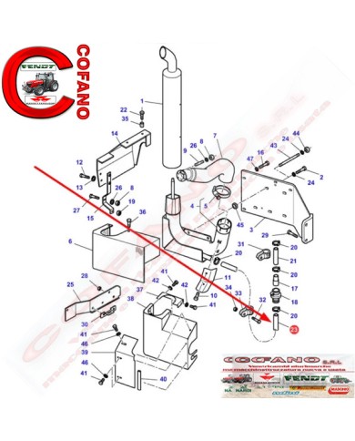 Tubo di scarico flessibile 3321918M2 Agco MF 8400
