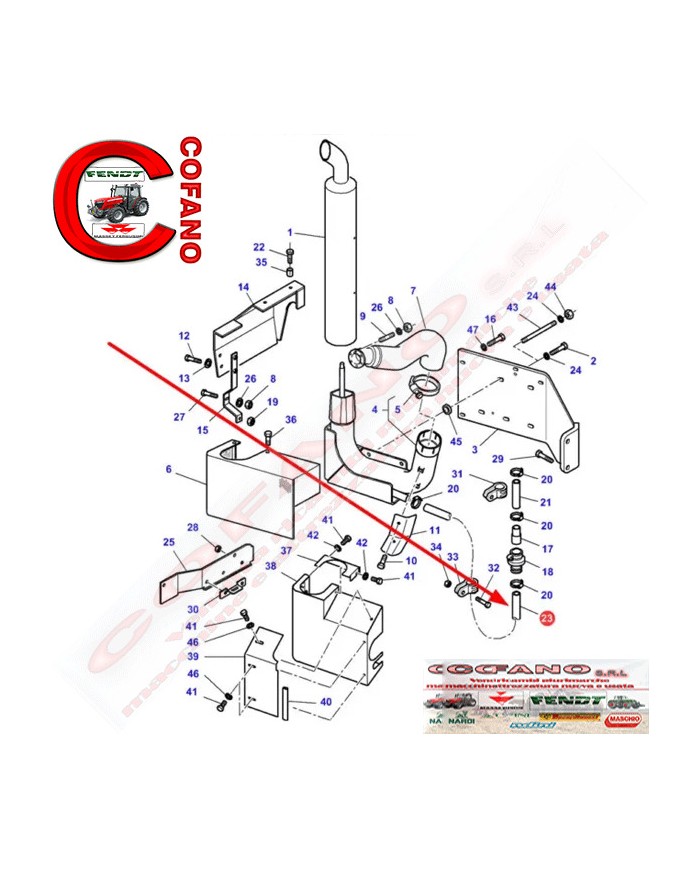 Tubo di scarico flessibile 3321918M2 Agco MF 8400