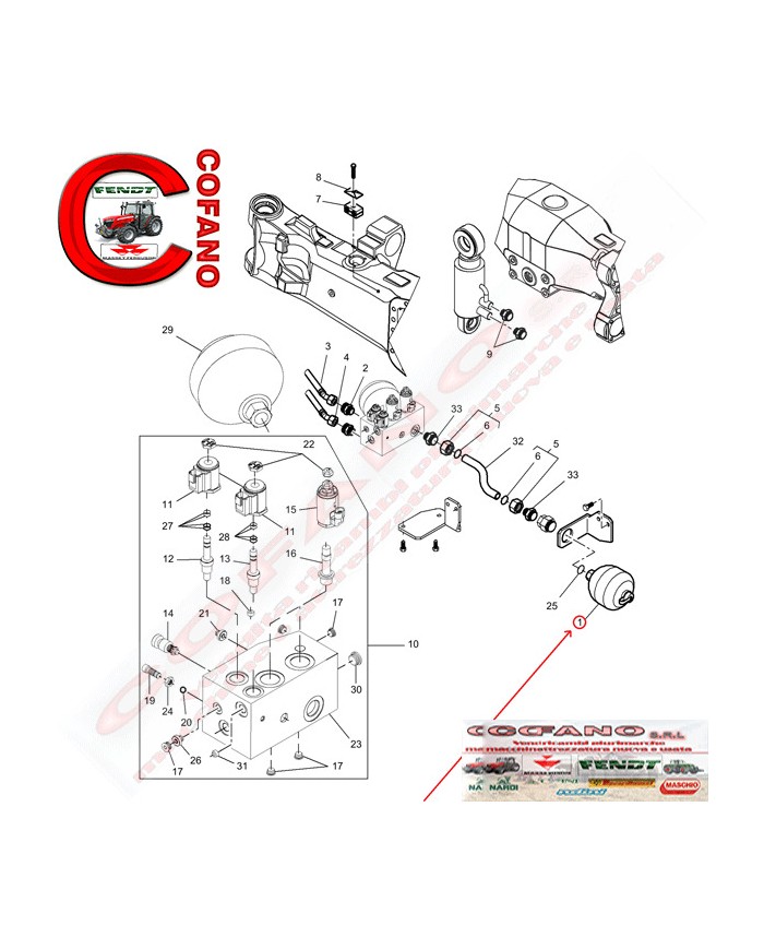 Accumulatore azoto 1.4 L Agco MF 7000-8000