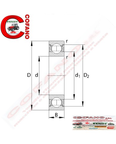 Cuscinetto a gola profonda 30x62x16 mm 6206ZZ INA/FAG