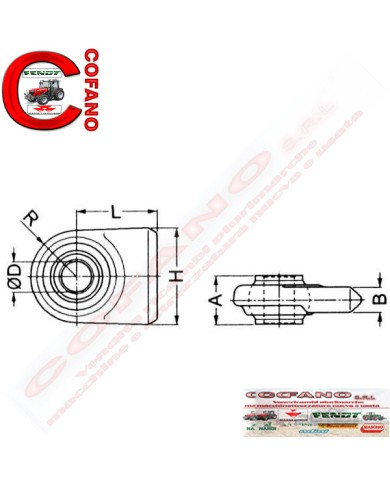 Supporto rotula snodo sferioco piatto a saldare 27.5 mm