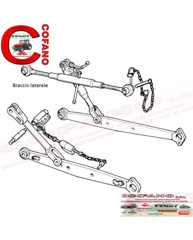 Braccio laterale sollevatore registrabile per trattore cm 35/53 tirante mecc