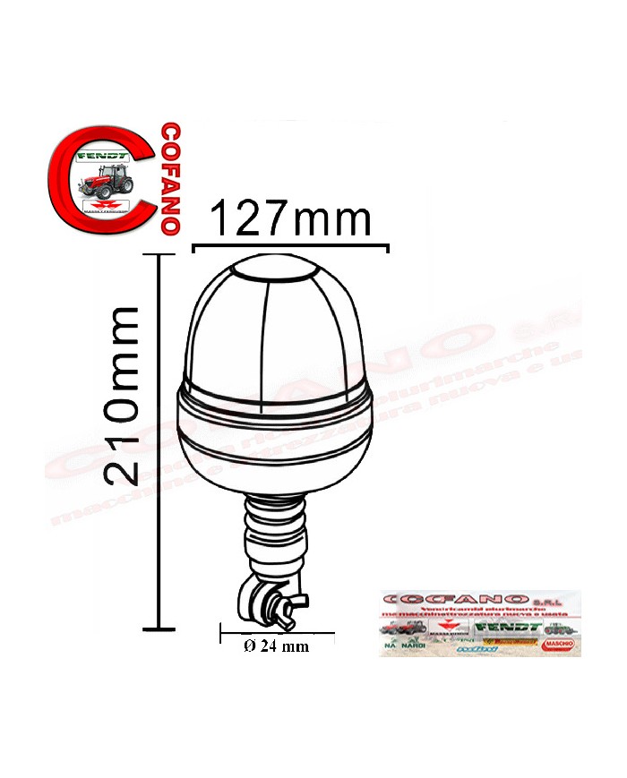 Lampeggiante alogeno con perno flessibile 12/24V