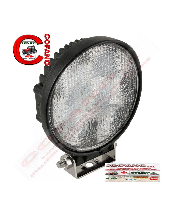 Faro da lavoro a 6 led con staffa 1140 lumen diametro 115 mm