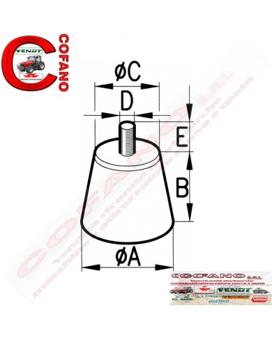 Silentblock antivibrante tronco conico M8x18
