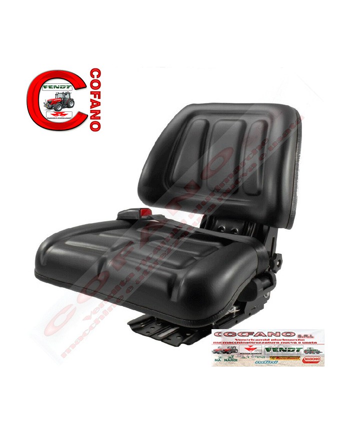 Sedile omologato in pvc con sospensioni meccaniche completo di cintura di sicure