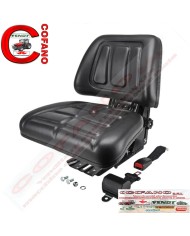 Sedile omologato in pvc con sospensioni meccaniche completo di cintura di sicure