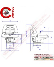 Sedile omologato in pvc con sospensioni meccaniche completo di cintura di sicure