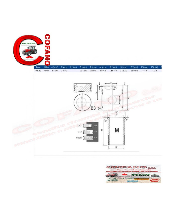 Kit riparazione cilindro motore Case IH serie 46 55 56 Kit riparazione cilindro motore Case IH serie 46 55 56