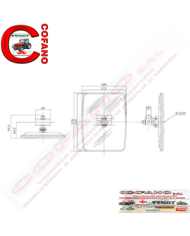 Specchietto retrovisore 235x180 mm