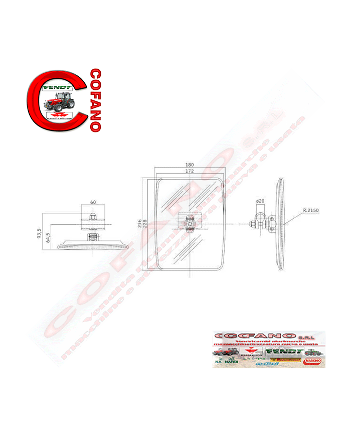 Specchietto retrovisore 235x180 mm