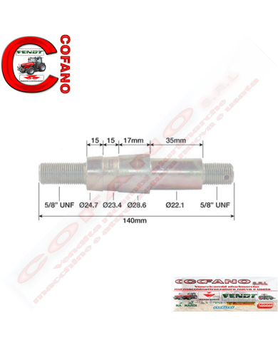 Spinotto di montaggio attrezzo Cat 1 - 5/8 Lungh. 140 mm