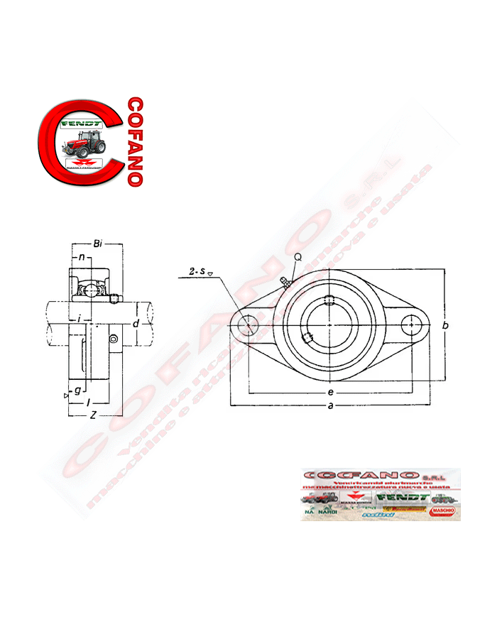Supporto flangia ovale completo